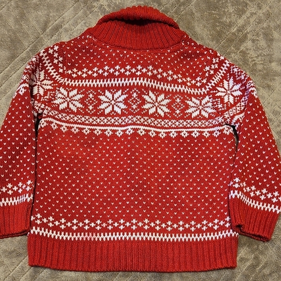 Tahari Red Sweater Nordic Snowflake Pattern Size 12 Months - Picture 3 of 4